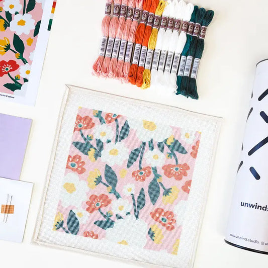 Unwind Studio Contemporary Floral Pattern Needlepoint Kit