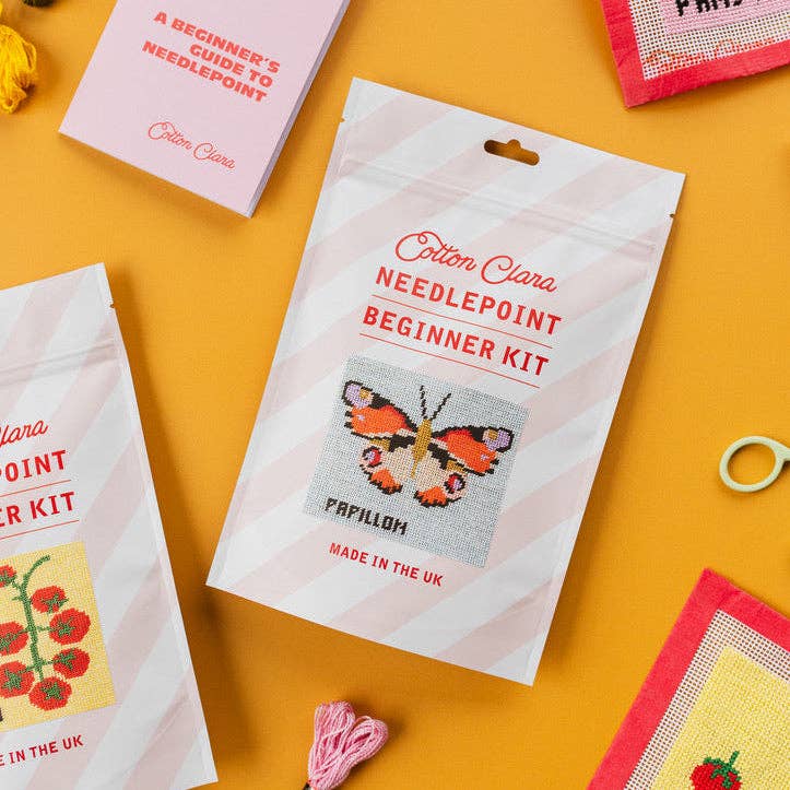 Cotton Clara Craft Kits & Supplies - Butterfly Needlepoint Kit - Beginner Craft Kit