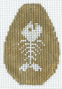 The Meredith Collection Bone Fish Khaki Key Chain Needlepoint Canvas