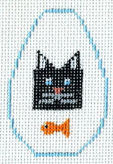 The Meredith Collection Cat with Fish Key Chain Needlepoint Canvas