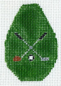 The Meredith Collection Crossed Clubs Green Background Needlepoint Canvas