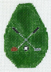 The Meredith Collection Crossed Clubs Green Background Needlepoint Canvas