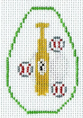The Meredith Collection Basketball Bat and Balls Key Ch Needlepoint Canvas