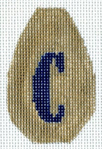 The Meredith Collection Blue Initial with Khaki Background Needlepoint Canvas