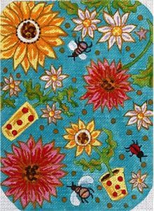 The Meredith Collection Bumblebees Ladybugs and Flower Needlepoint Canvas