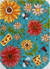 The Meredith Collection Bumblebees Ladybugs and Flower Needlepoint Canvas