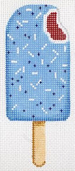 Kate Dickerson Needlepoint Collections Mini Patriotic Popsicle with Sprinkles Blue Outside with Red White Inside Needlepoint Canvas