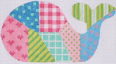 Kate Dickerson Needlepoint Collections Mini Whale Patchwork Bright Pastels Needlepoint Canvas