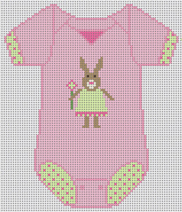 The Meredith Collection Baby Onesie Pink Needlepoint Canvas