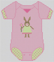 The Meredith Collection Baby Onesie Pink Needlepoint Canvas