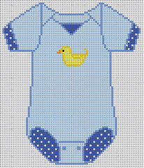 The Meredith Collection Baby Onesie Blue with Duck Needlepoint Canvas
