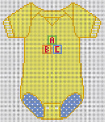 The Meredith Collection Baby Onesie Yellow with Block Needlepoint Canvas