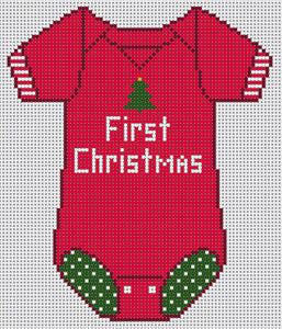The Meredith Collection Baby Onesie Red First Christ Needlepoint Canvas