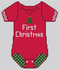 The Meredith Collection Baby Onesie Red First Christ Needlepoint Canvas