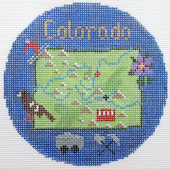 Silver Needle Travel Round Colorado Ornament Needlepoint Canvas