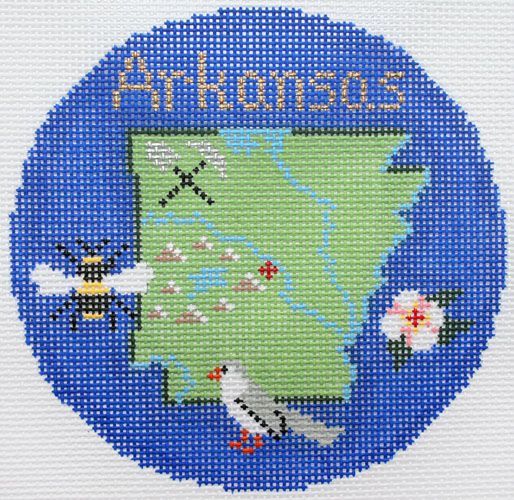 Silver Needle Travel Round Arkansas Ornament Needlepoint Canvas