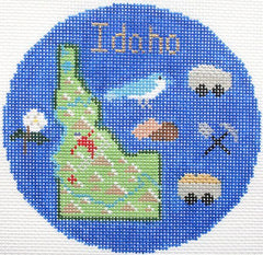 Silver Needle Travel Round Idaho Ornament Needlepoint Canvas