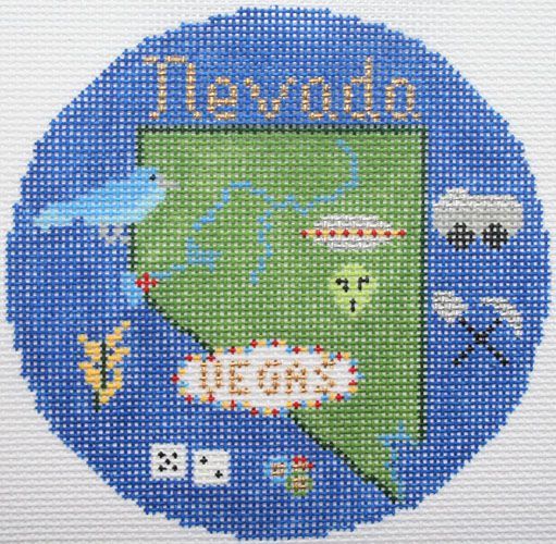Silver Needle Travel Round Nevada Ornament Needlepoint Canvas