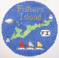 Silver Needle Travel Round Fishers Island Ornament Needlepoint Canvas