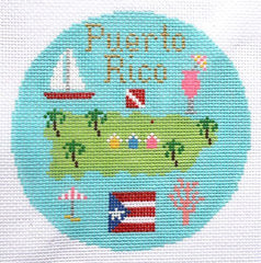 Silver Needle Travel Round Puerto Rico Ornament Needlepoint Canvas