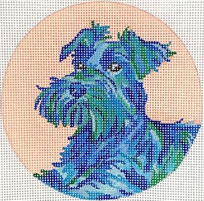 Kate Dickerson Needlepoint Collections Megan Carn Ornament Mini Scottie on Peach Needlepoint Canvas