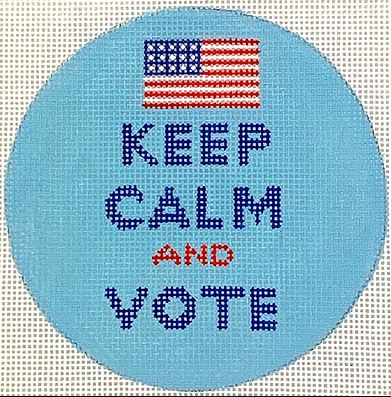 Kate Dickerson Needlepoint Collections Keep Calm and Vote Red White and Blue Needlepoint Canvas