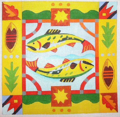 Maggie Co Lodge Fish Needlepoint Canvas