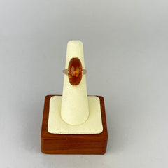 Vintage Russian 14k Rose Gold and Baltic Amber Cabochon Ring
