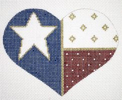 Painted Pony Designs Heart Shape Lone Star Flag Needlepoint Canvas