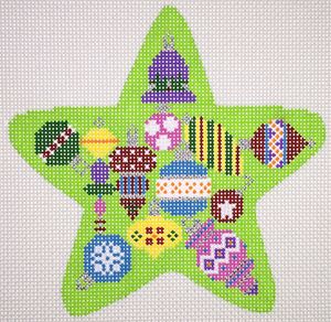 Painted Pony Designs Star Of The Season: Lime W/Ornament Needlepoint Canvas