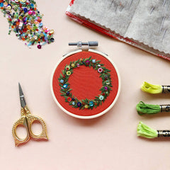 M Creative J Holiday Christmas Wreath Ornament Embroidery Kit