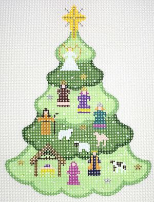 Painted Pony Designs Debbie Woodard Christmas Tree: Nativity Needlepoint Canvas