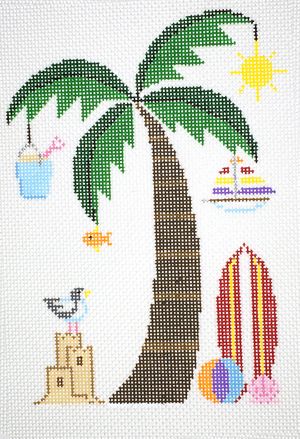 Painted Pony Designs Monthly Trees: August Palm Needlepoint Canvas