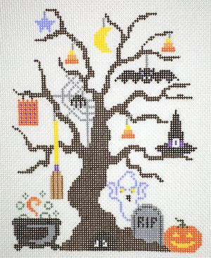 Painted Pony Designs Monthly Trees: October Spooky Needlepoint Canvas