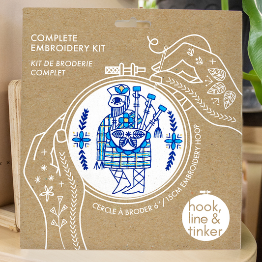 Hook Line and Tinker Embroidery Kits - Bagpiper Complete Embroidery Kit