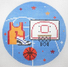 Painted Pony Designs Basketball Sports Round Needlepoint Canvas