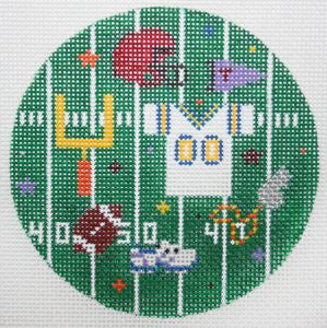 Painted Pony Designs Football Sports Round Needlepoint Canvas