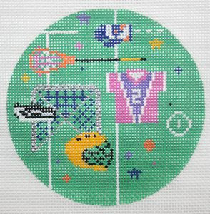 Painted Pony Designs Lacrosse Sports Round Needlepoint Canvas