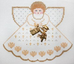 Painted Pony Designs Religious (white) Angel w/charm Needlepoint Canvas