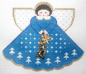 Painted Pony Designs Ski Babe (dark blue) Angel w/ch Needlepoint Canvas