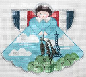 Painted Pony Designs French (Eiffel Tower) Travel Angel Needlepoint Canvas