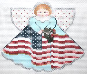 Painted Pony Designs Old Glory Flag Angel with Charms Needlepoint Canvas