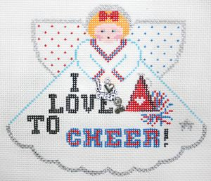 Painted Pony Designs I Love to Cheer! (white) Angel Needlepoint Canvas