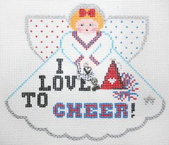 Painted Pony Designs I Love to Cheer! (white) Angel Needlepoint Canvas