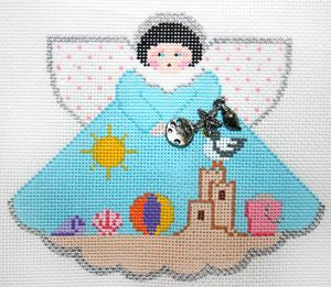 Painted Pony Designs Sandcastles & Seashells Angel w Needlepoint Canvas