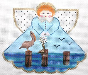 Painted Pony Designs Pelican Warf (warf scene) Angel Needlepoint Canvas