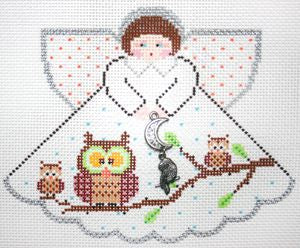 Painted Pony Designs What a Hoot! (owls/white) Angel Needlepoint Canvas