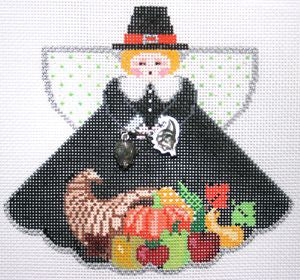 Painted Pony Designs Pilgrim's Harvest (black) Angel Needlepoint Canvas