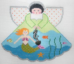 Painted Pony Designs Mermaid (blue/aqua) Angel w/cha Needlepoint Canvas