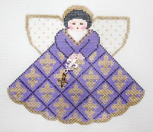 Painted Pony Designs Fleur de Lis (purple) Angel w/c Needlepoint Canvas